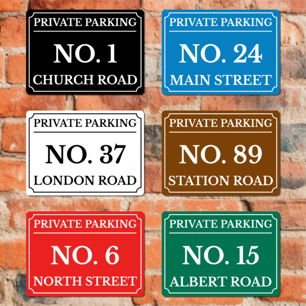 Personalised Private Parking Sign – Custom Metal Driveway Sign – No Parking for House Number - Image 2