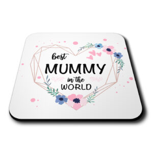 Geometric Floral Heart Mummy Coaster for Gift Tea Coffee Cup