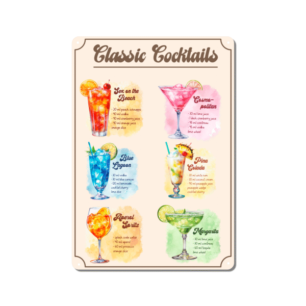 Classic Cocktails Metal Sign – Bar Wall Art for Home, Kitchen, or Pub - Image 4