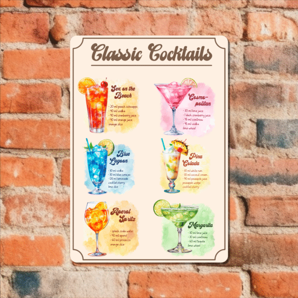 Classic Cocktails Metal Sign – Bar Wall Art for Home, Kitchen, or Pub - Image 5