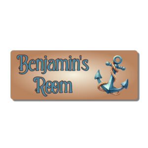 Personalised Kids Room Door Plaque – Cute Pirate Anchor