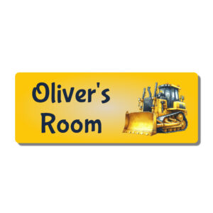 Personalised Kids Room Door Plaque – Bulldozer