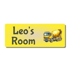 Personalised Kids Room Door Plaque – Cement Mixer