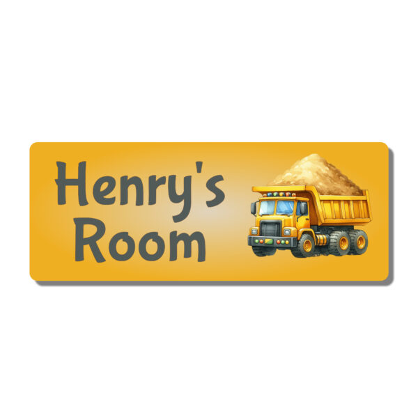Personalised Kids Room Door Plaque – Dump Truck