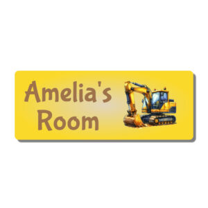 Personalised Kids Room Door Plaque – Excavator