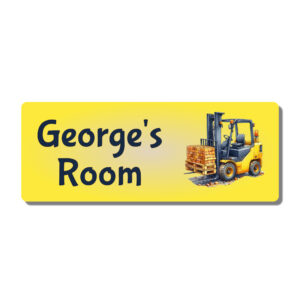 Personalised Kids Room Door Plaque – Fork Lift