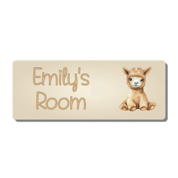Personalised Kids Room Door Plaque – Cute Llama