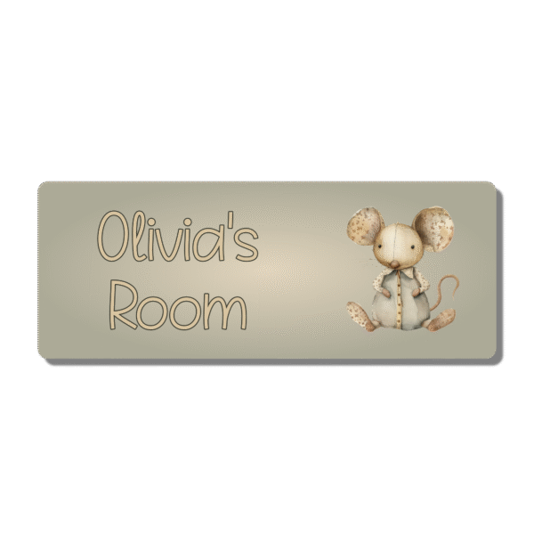Personalised Kids Room Door Plaque – Cute Mouse