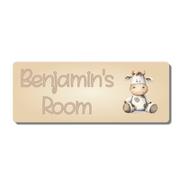 Personalised Kids Room Door Plaque – Cute Cow