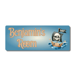 Personalised Kids Room Door Plaque – Cute Pirate Ship