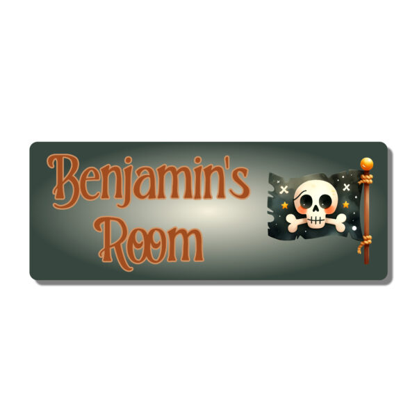Personalised Kids Room Door Plaque – Cute Pirate Flag