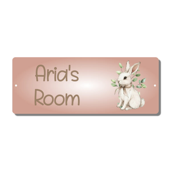 Personalised Kids Room Door Plaque – Cute Bunny - Image 3