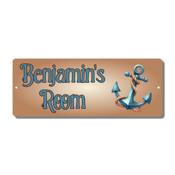 Personalised Kids Room Door Plaque – Cute Pirate Anchor - Image 4