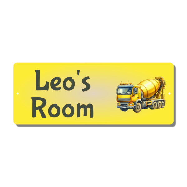 Personalised Kids Room Door Plaque – Cement Mixer - Image 4