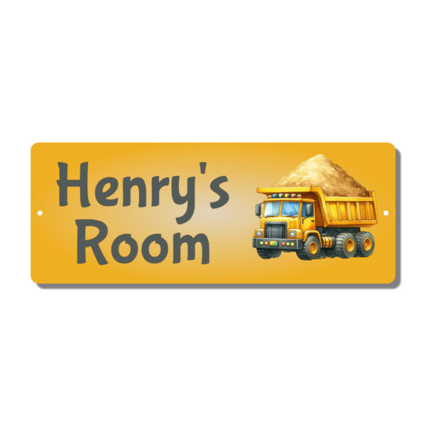 Personalised Kids Room Door Plaque – Dump Truck - Image 4
