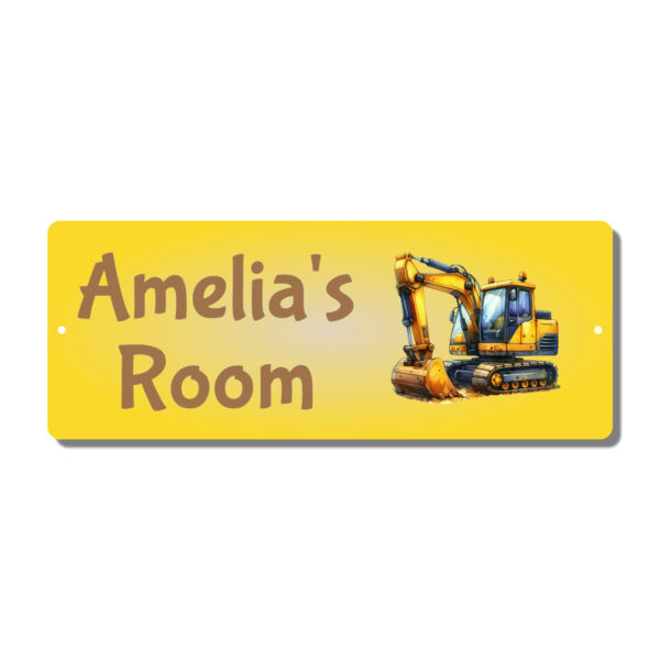 Personalised Kids Room Door Plaque – Excavator - Image 4