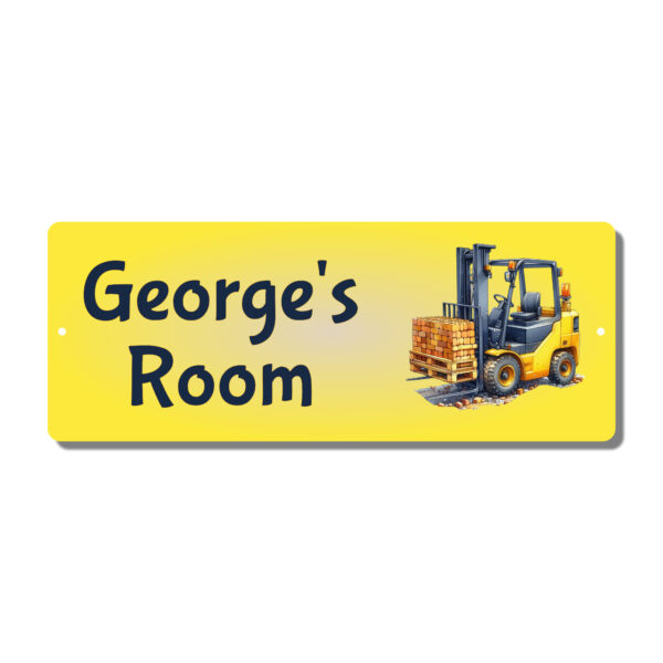 Personalised Kids Room Door Plaque – Fork Lift - Image 2