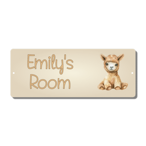 Personalised Kids Room Door Plaque – Cute Llama - Image 3