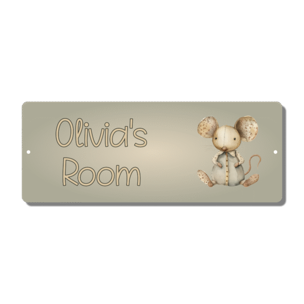 Personalised Kids Room Door Plaque – Cute Mouse - Image 3