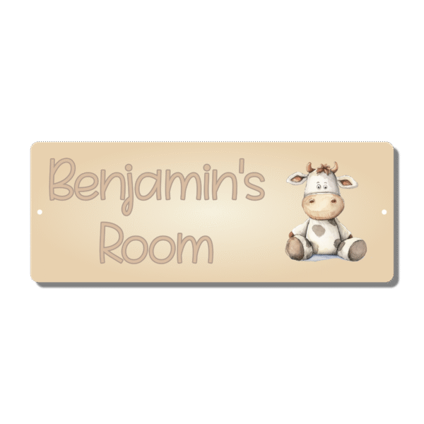 Personalised Kids Room Door Plaque – Cute Cow - Image 3