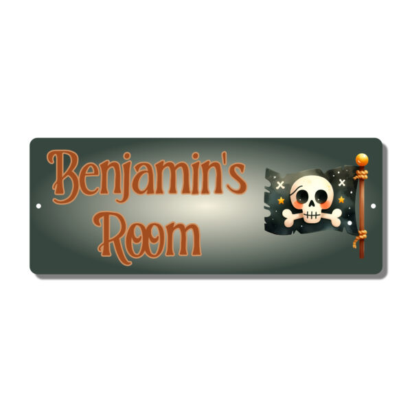 Personalised Kids Room Door Plaque – Cute Pirate Flag - Image 4