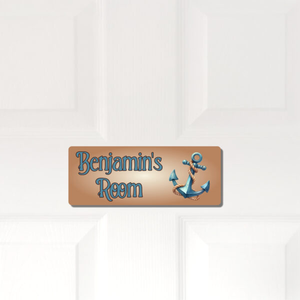 Personalised Kids Room Door Plaque – Cute Pirate Anchor - Image 5