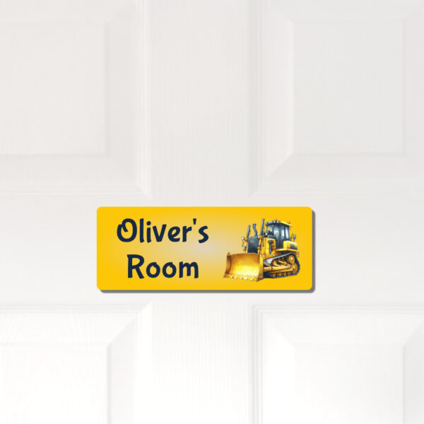 Personalised Kids Room Door Plaque – Bulldozer - Image 5