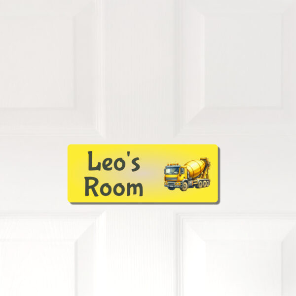 Personalised Kids Room Door Plaque – Cement Mixer - Image 5