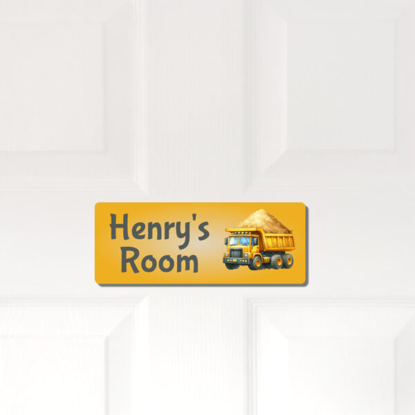 Personalised Kids Room Door Plaque – Dump Truck - Image 5