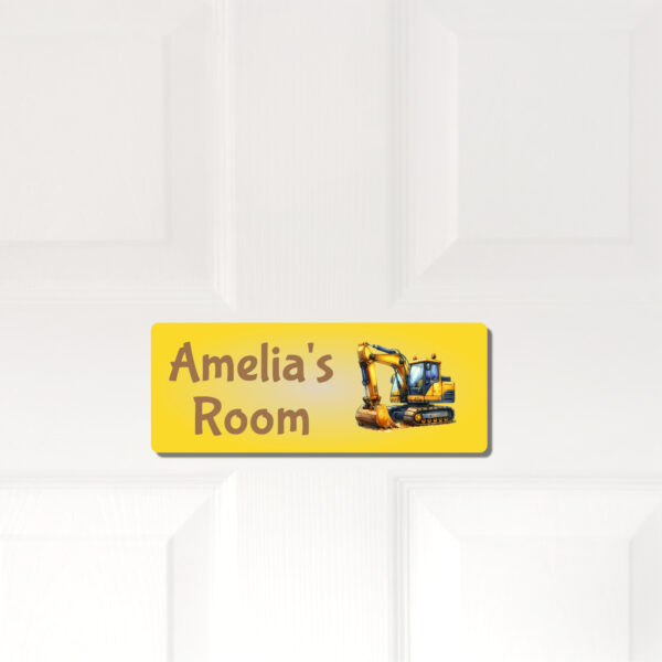 Personalised Kids Room Door Plaque – Excavator - Image 5