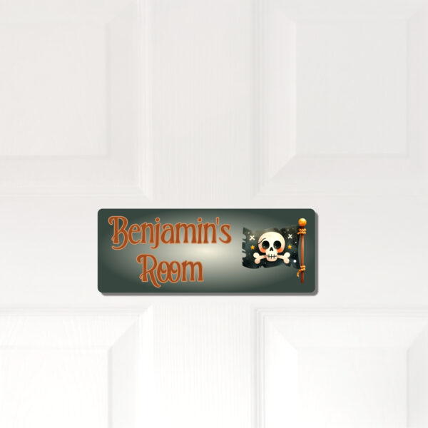 Personalised Kids Room Door Plaque – Cute Pirate Flag - Image 5