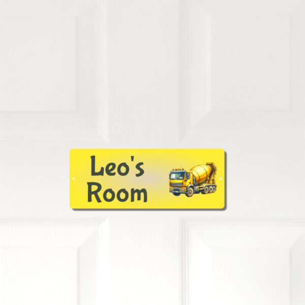 Personalised Kids Room Door Plaque – Cement Mixer - Image 2