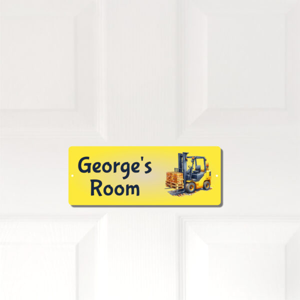 Personalised Kids Room Door Plaque – Fork Lift - Image 5