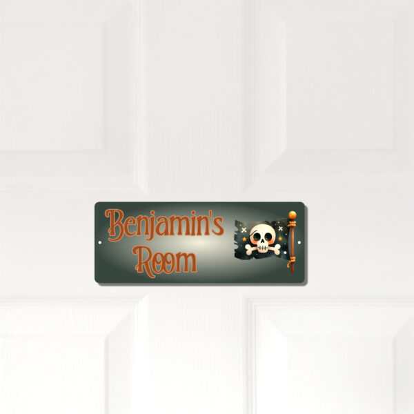 Personalised Kids Room Door Plaque – Cute Pirate Flag - Image 2