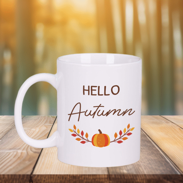 Hello Autumn Mug – 11oz Ceramic Coffee Cup - Image 2