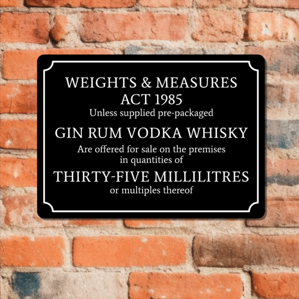 Personalised UK Weights and Measures Act Sign – Vintage Style Metal Plaque for Home Bar, Man Cave or Garden Pub - Image 4